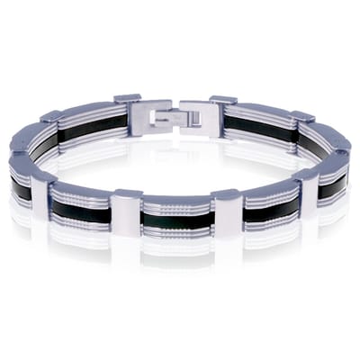 Mannen armband RVS met Rubber Schakel