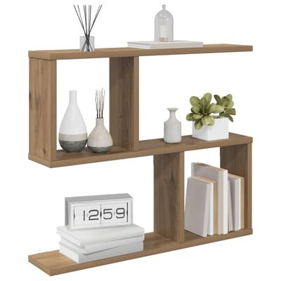 vidaXL - Wandplank - Artisanaal - eiken - 60 - x - 12 - x - 50,5 - cm - Bewerkt - hout