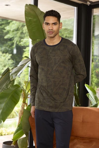 Heren Pyjama Set / Huispak Zaza / Olijfgroen / maat M