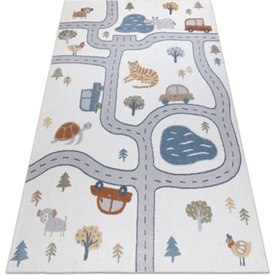 Kleden Rugsx Tapijt BONO 8283 Straat, dieren crème/lichtgrijs 80x150 cm
