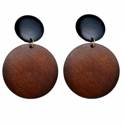 Clip oorbellen -Tordis- bruin hout- goudkleurig- geen gaatje- Charme Bijoux