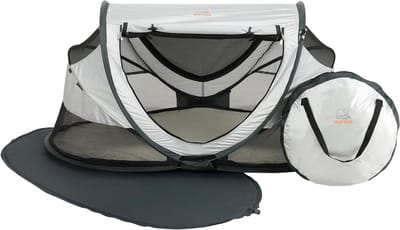 Reisbed met Matras - Baby Tent Bedje - Veilig Slapen Onderweg - Opgezet in 2 Seconden - 136x84x62cm - Zilver