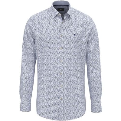Fynch-Hatton Overhemd Modern Diamond Check Pattern Crystal Blue / male