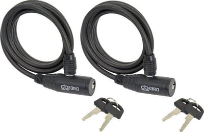 2x Zwart fietsslot/spiraalslot 150 cm - 2 stuks kabelsloten - Fietssloten - Slot voor de fiets