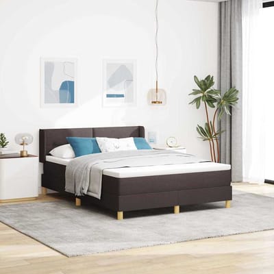 vidaXL - Boxspring - bed - met - hoofdeinde - Donkerbruin - 190 - x - 140 - cm - Stof
