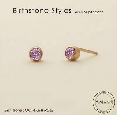 Borasi Birthstone Oorbellen Oktober | Goldplated | Lichtroze | Dames Sieraden |
