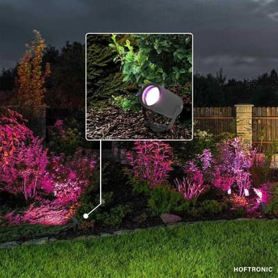 HOFTRONIC SMART Set van 9 Spikey Smart prikspots - RGBWW - Wifi + Bluetooth - 5,5 Watt 400 lumen - IP65 Waterdicht - Bestuurbaar via app - Google
