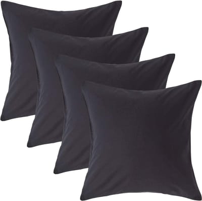 Homescapes Kussensloop 40x40 cm Set van 4 – Zwart – 100% Egyptisch Perkal Katoen – 200 TC
