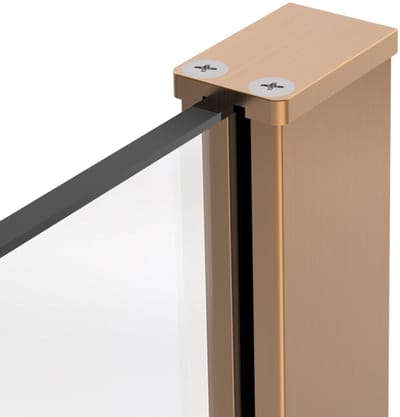 FugaFlow Eccelente Vetro Inloopdouche - 100x200cm - afgeronde glaswand - links - mat glas - wandarm - geborsteld koper (Koper)