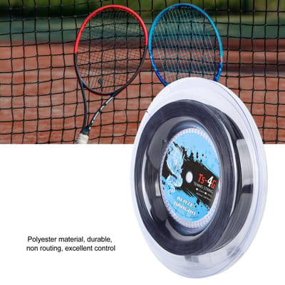 Bobine de cordage de tennis TS 4G 200 m, en polyester, pour salle de sport, extérieur, noir, 1,30 mm