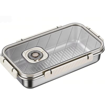 Contenant de stockage pour pain en acier inoxydable, lavable au lave-vaisselle, avec enregistrement du temps, couvercle hermétique pour légumes