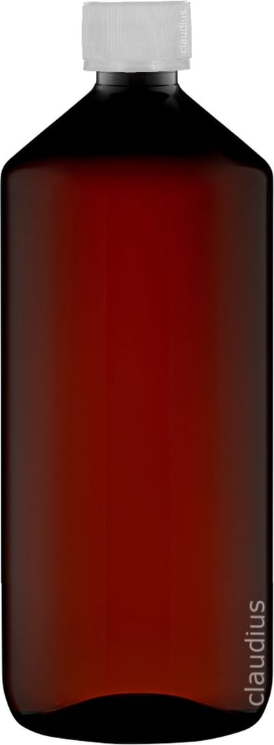 Lege Plastic Fles Apothekersfles 1 Liter PET Amber bruin - met verzegeldop - set van 10 stuks - navulbaar - leeg