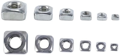 Dailygoods- Vierkante Moer Assortiment 150 Stuks - RVS - Draadmoeren - M3/M4/M5/M6/M8/M10 - Bevestigingsmiddelen - Kosteneffectieve Oplossing - Bevestigingsmoeren
