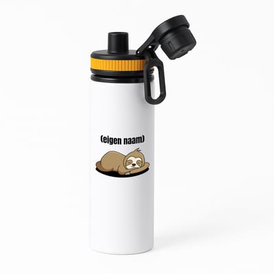 Hacebo® - luiaard met eigen naam waterfles met draaidop oranje - Luiaard - luiaard liefhebbers - iemand die houdt van luiaards - verjaardag - cadeau - kado - water fles - 850ML