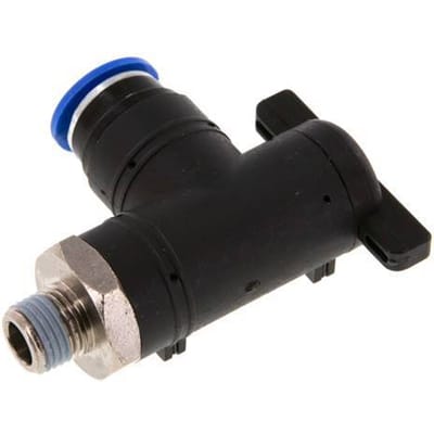 12 mm - R1/4'' Kunststof/Messing L-stuk 2-Weg Kogelkraan