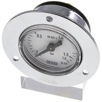 0..1.6 Bar Paneelmontage Manometer Staal/Messing 40 mm Klasse 2.5 (Voorflens) - MW01P640SH-FP