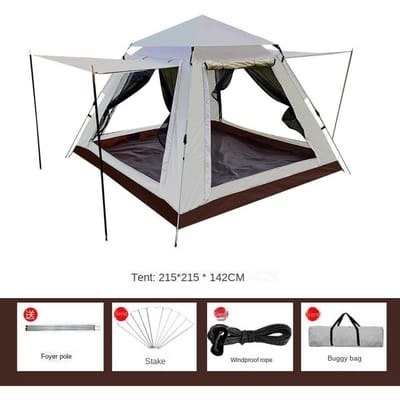 3-4/5-8 Persoons Pop Up Tent voor Kamperen Buiten Koepeltent Automatisch Eenvoudig Op te Zetten Waterdichte Familie Tent Wandelen Backpacken S wit