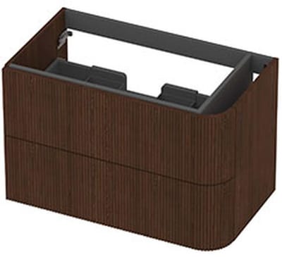 INK - Rechts Afgeronde Onderkast Fineer 2 Laden Softclose met Gefreesd Front Tbv Grepen - 800x450x520 Mm - Shadow Veneer