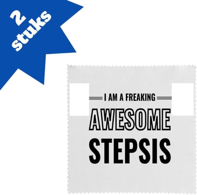Akyol - i am a freaking awesome stepsis brillendoekjes - Zus - de meest geweldigste stiefzus - verjaardagscadeau - verjaardag - cadeau - cadeautje voor zus - zus artikelen - kado - geschenk - gift - 17,8 bij 17,8 cm - 2 stuks