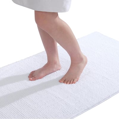 Olanly Badmat Antislip – Chenille Douchemat – Badmat Badkamer – Vloermat – Wit – 50X80 cm