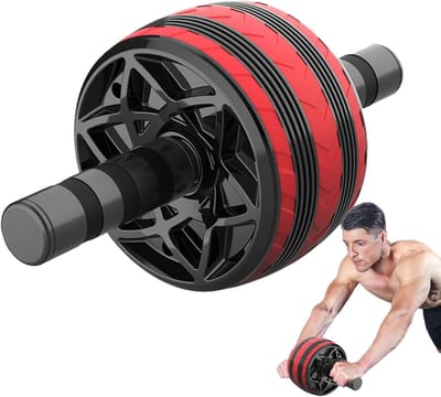 Buikspierwiel - AB wiel Krachttraining - Buikspieren Trainen - Automatische Rebound Functie - 21 x 17 x 15 cm - Rood
