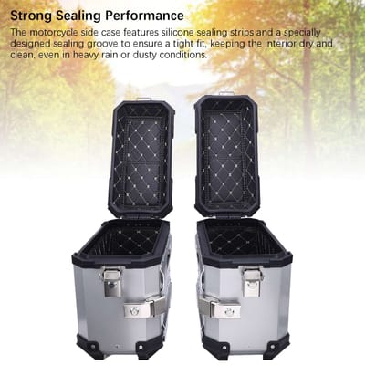 Motorfiets Zijkoffer Universele Pasvorm Aluminiumlegering 28L Links Rechts Harde Zadeltas Box met Steunrek Vergrendelingshendel voor beige