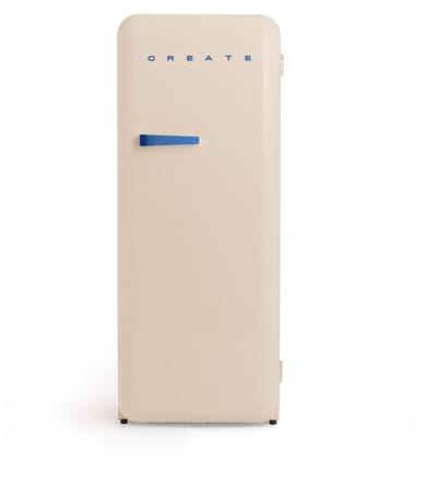 CREATE - Koelkast in retrostijl - Zand - Handvat Kobaltblauw - FRIDGE RETRO 281L