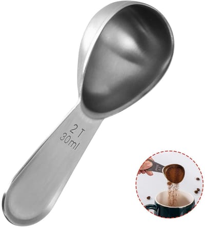 Dailygoods- Koffielepel 30 ml - Maatlepel RVS - Maatlepel set - Antiroest - Handvat met gravures - Voor gemalen koffie