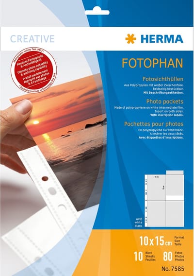 Herma fotophan 10x15 hoog 10 hoesjes 7585 wit