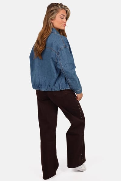 Getdrezzed Jasje - Maat: S/M - Denim bomber jasje met ritssluiting blauw