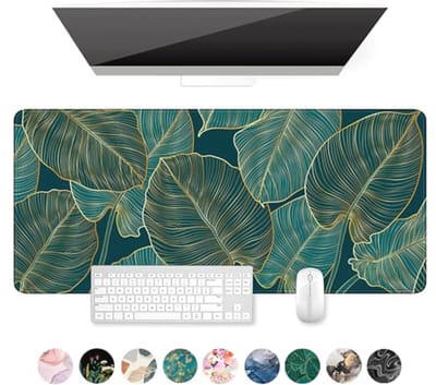 Grote XXL Gaming Muismat met Groene Tropische Bladeren - Bureauonderlegger voor Desktop en Laptop - 90 x 39,9 cm