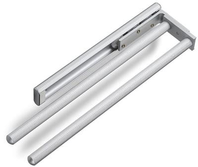 SOTECH Aluminium Handdoekhouder TED 2-armig EV1 geanodiseerd (325 - 487 mm, uitschuifbaar, draaibaar) Telescopisch handdoekrek voor badkamer of keuken