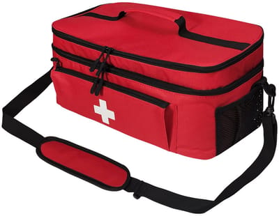 Rode complete EHBO-kit / verbanddoos, multifunctioneel noodpakket voor thuis, kantoor en auto, opbergbare verbandtas met overzichtelijke vakken