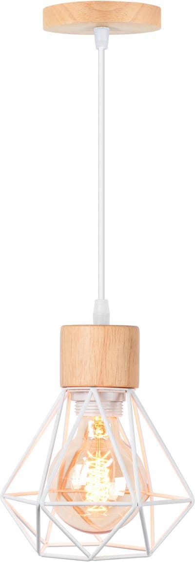 Industriële Hanglamp Diamant E27 Kroonluchter Vintage voor Slaapkamer Woonkamer Wit