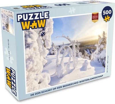 Puzzel De zon schijnt op een besneeuwd winterlandschap - Legpuzzel - Puzzel 500 stukjes