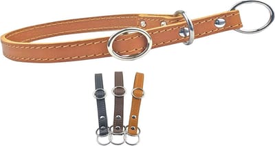 Leren Hondenhalsband met Trekbegrenzing - Verstelbare Dressuurhals, Weerbestendig en Comfortabel, M - 50 cm