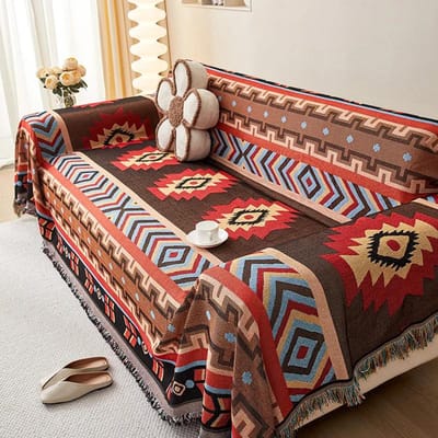 Katoen en Linnen Bankhanddoek Boho Stijl Bankhoes Retro Bloem Katoendraad Deken Bank Futon Hoes Duurzame Bankhoes 180X230cm