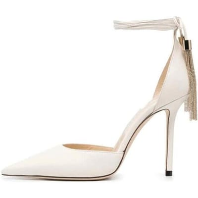 Merk Modeshow Gouden Kwast Hangende Oor Sandalen Enkelbandje Mode Zwart Enkele Schoenen Elegant Huwelijksbanket Damesschoenen 43 39