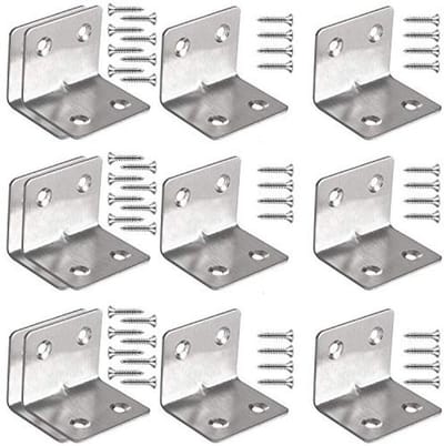 Hoekverbinder van roestvrij staal - 12 stuks, 38 x 38 mm, Metalen hoekbeugels voor stevige montage