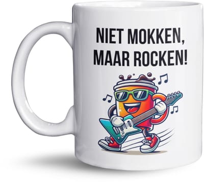 NietMokken.nl – Niet Mokken, Maar Rocken Mok – Grappige Muziek Mok – Cadeau voor Muziekliefhebbers & Rockers – 325ml – Vaatwasser- en Magnetronbestendig - Keramische Tas 11oz