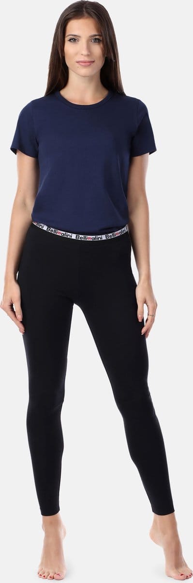 Bellivalini BLV-BLV50-177-LE Dames Leggings - Sport - Vrijetijdsbroek - Lang - Katoen - Sporbroek - Yogabroek - Zwart - M