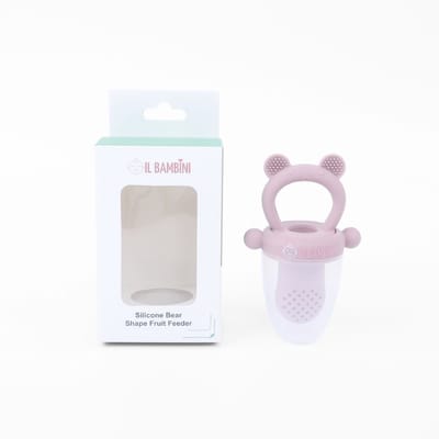 Il Bambini - Fruit feeder - Baby fruit speen - Speen met smaak - Fruitzuiger - Fruitspeen - Fruit Fopspeen - Fruitspeen Baby - Beer lichtroze