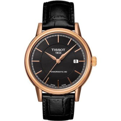 Tissot T-Classic Automatisch Mechanisch Uurwerk 30M Waterbestendig Horloge 40Mm Zwarte Wijzerplaat Roestvrijstalen Kast Lederen Band T085.407.36.061.00 Black black