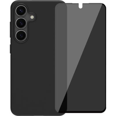 BlueBuilt Samsung Galaxy S25 Back Cover Zwart + BlueBuilt Privacy Screenprotector Glas