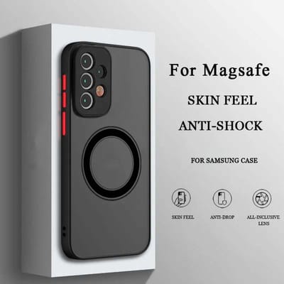 Luxe voor Magsafe Draadloos Oplaadhoesje Voor Samsung Galaxy S20 S21 S22 S23 FE S24 S25 Plus S25 Ultra Schokbestendig Mat Transparant Hoesje Samsung S20 Ultra