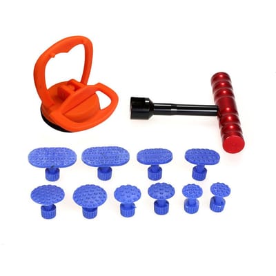 Verveloos Dent Repair Tools Kit 1 Stuks Rode Dent Puller Removal Tool met 10 Stuks Plastic Lijm Tabs en