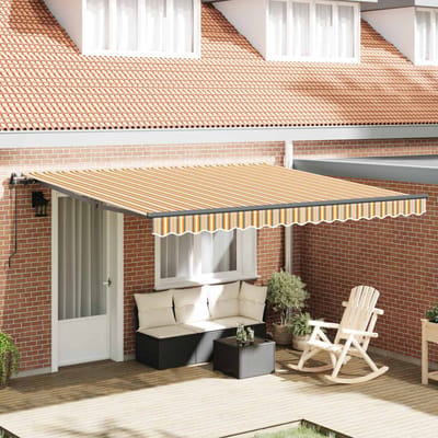 vidaXL - Uitschuifbare - luifel - Meerkleurig - 400 - × - 300 - cm - Stof - en - Aluminium
