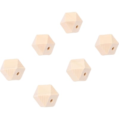 100 Pièces Perles Polygonales en Bois Forme Géométrique Perles Décoratives pour la Fabrication d'Artisanat Pendentifs Ornements 20mm beige