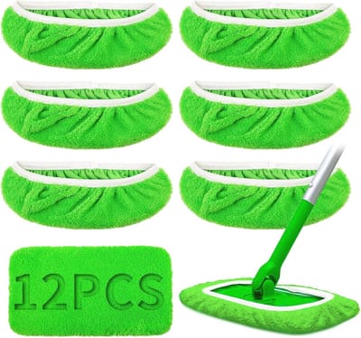12 Stuks Herbruikbare Vloerdoeken voor Swiffer - Microvezel en Koraalvlies