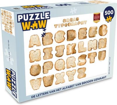 Puzzel De letters van het alfabet van broden gemaakt - Legpuzzel - Puzzel 500 stukjes